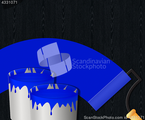 Image of Blue Paint Displays House Painting 3d Illustration