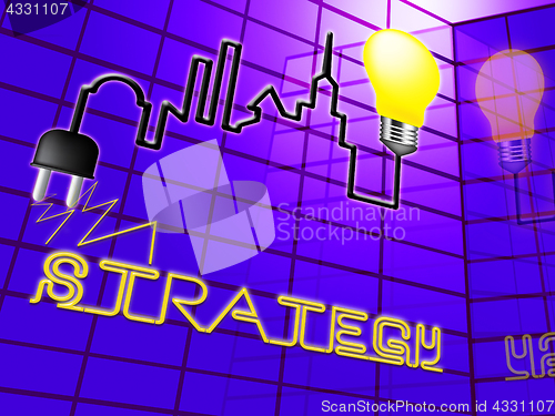 Image of Strategy Lightbulb Indicates Planning Commerce 3d Illustration