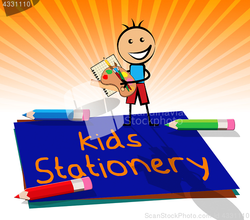 Image of Kids Stationery Displays School Materials 3d Illustration