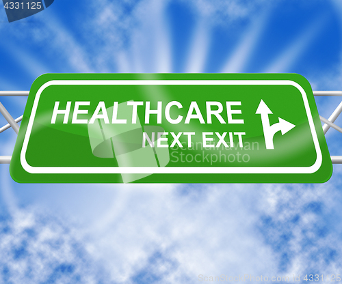 Image of Healthcare Sign Means Medical Wellbeing 3d Illustration