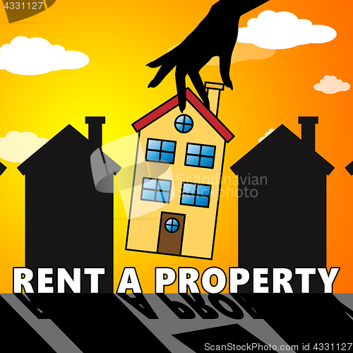 Image of Rent A Property Means House Rental 3d Illustration