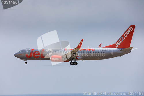 Image of ARECIFE, SPAIN - APRIL, 16 2017: Boeing 737-800 of Jet2 with the
