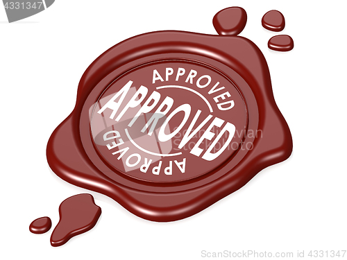 Image of Approved red wax seal isolated