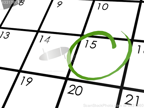 Image of Monthly calendar circled with green