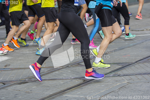 Image of Marathon running race on the city road