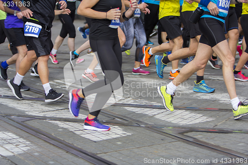 Image of Marathon running race on the city road