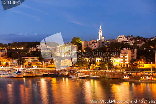 Image of Belgrade waterfront with St Michael\'s Cathedral