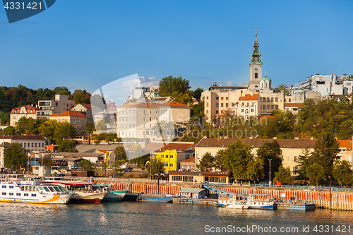 Image of Belgrade waterfront with St Michael\'s Cathedral