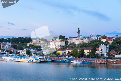 Image of Belgrade waterfront with St Michael\'s Cathedral