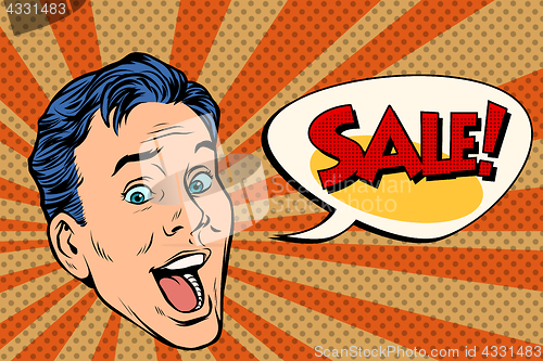 Image of head pop art style sale man