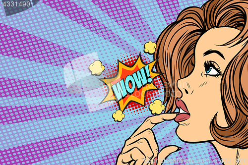 Image of wow woman thinks Pop art retro