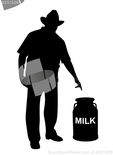Image of Milkman or farmer showing milk can
