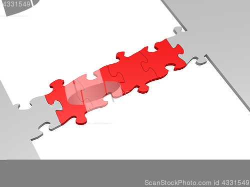 Image of Red puzzle as a bridge with a white parts