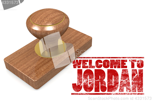 Image of Red rubber stamp with welcome to Jordan