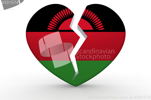 Image of Broken white heart shape with Malawi flag