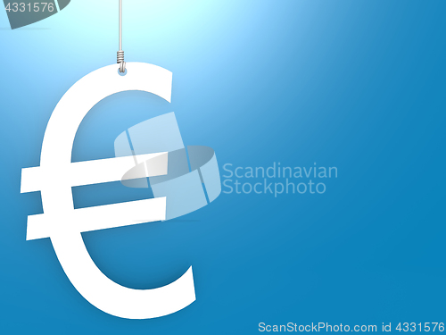 Image of Euro sign hang with blue background