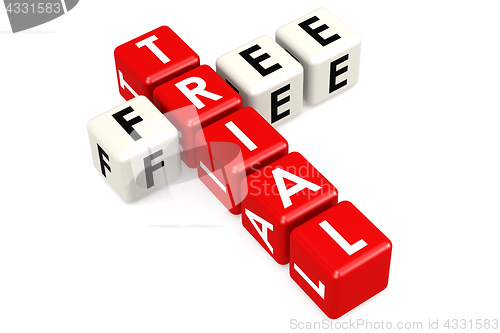 Image of Free trial buzzword in red and white