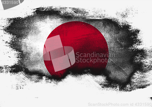 Image of Japan flag painted with brush