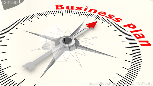 Image of Compass with arrow pointing to the word Business Plan