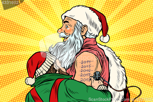 Image of Elf makes Santa tattoo 2018 New year