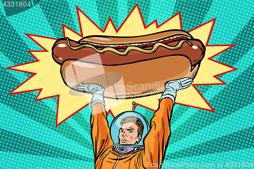 Image of Cosmonaut and hot dog fast food