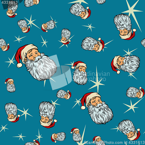 Image of head Santa Claus Christmas seamless background