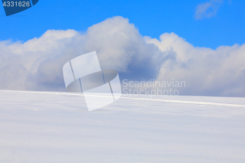 Image of Simple winter background with blue sky