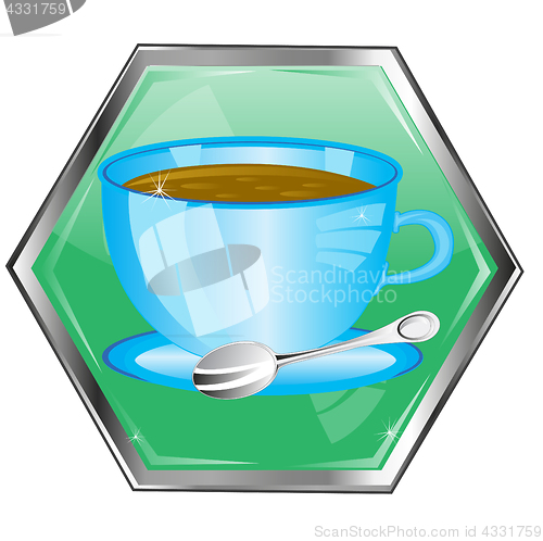 Image of Button with cup coffee