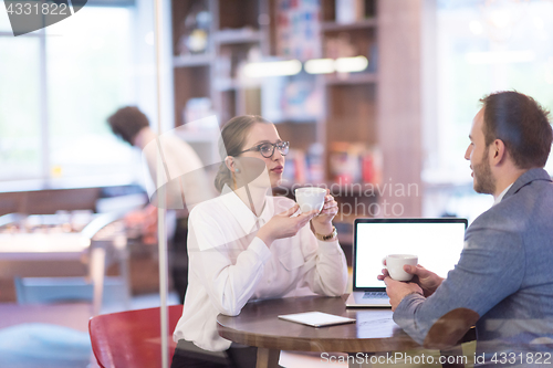 Image of startup Business team Working With laptop in creative office