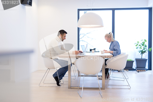 Image of Startup Business Team At A Meeting at modern office building