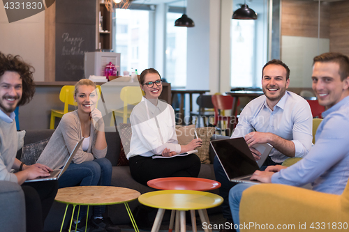 Image of Startup Business Team At A Meeting at modern office building