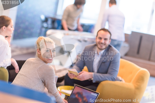 Image of Startup Business Team At A Meeting at modern office building