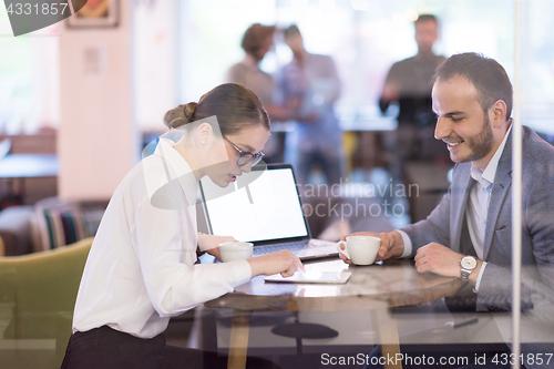 Image of startup Business team Working With laptop in creative office