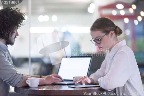 Image of startup Business team Working With laptop in creative office