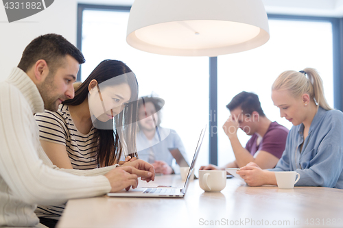 Image of Startup Business Team At A Meeting at modern office building