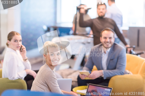 Image of Startup Business Team At A Meeting at modern office building