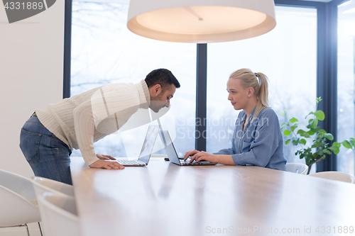 Image of Startup Business Team At A Meeting at modern office building