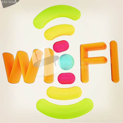 Image of color wifi icon. 3d illustration. Vintage style.