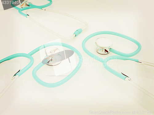 Image of stethoscope. 3d illustration. Vintage style.