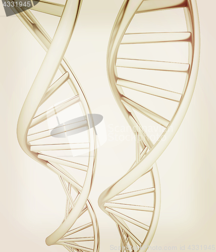 Image of DNA structure model. 3d illustration. Vintage style.