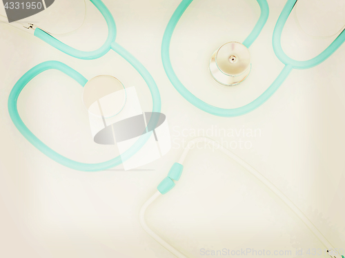 Image of stethoscope. 3d illustration. Vintage style.