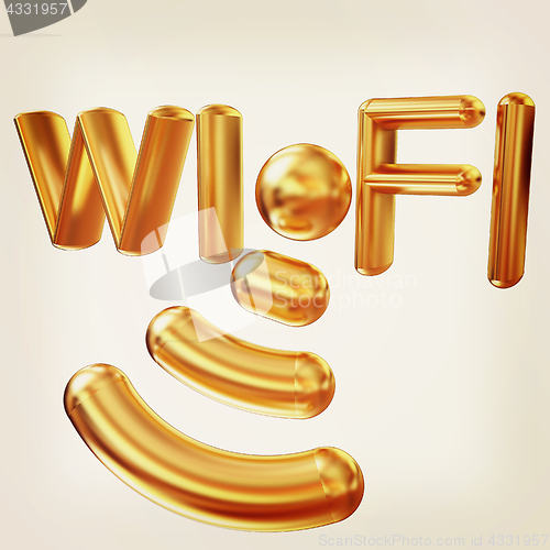 Image of Gold wifi iconl. 3d illustration. Vintage style.