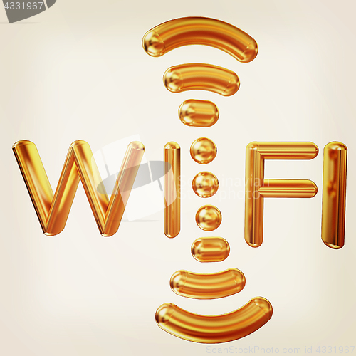 Image of Gold wifi icon for new year holidays. 3d illustration. Vintage s