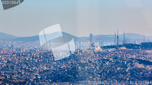 Image of Asian part of Istanbul, the Uskudar shore, the aerial view
