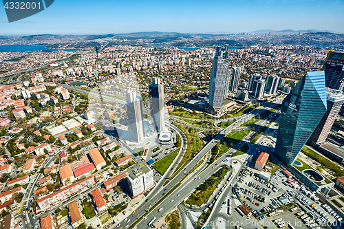 Image of Istanbul, Turkey - April 3, 2017: Arial view the Levent Business District.