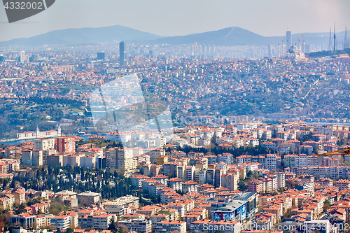 Image of Asian part of Istanbul, the Uskudar shore, the aerial view