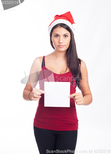 Image of Christmas blank sign woman