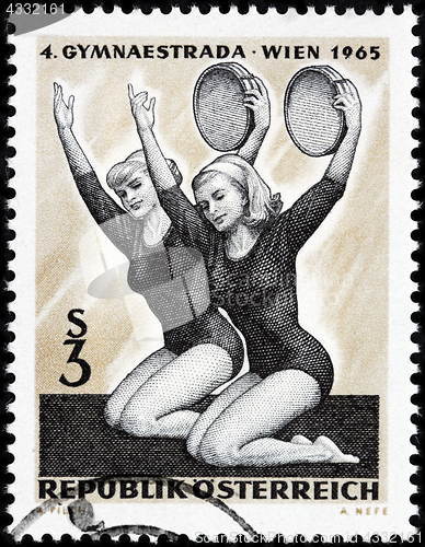 Image of Gymnasts with tambourine stamp