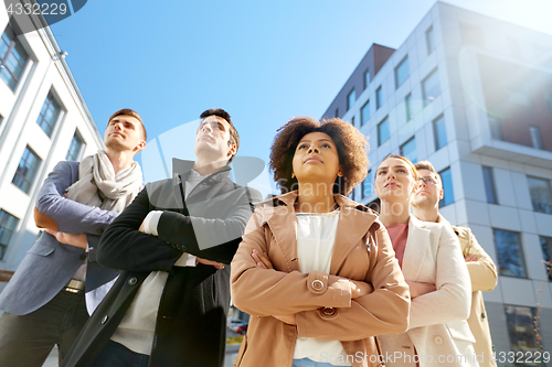 Image of international group of people on city street