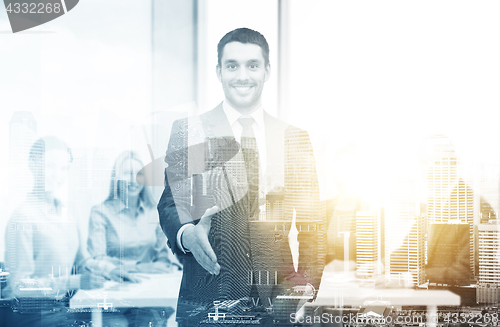 Image of businessman with open hand ready for handshake